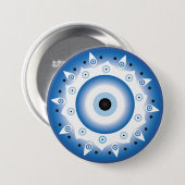 Mandala Grieks boze oog blauw wit Ronde Button 7,6 Cm (Voorkant /achterkant)