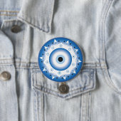 Mandala Grieks boze oog blauw wit Ronde Button 7,6 Cm (In situ)