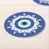 Mandala Grieks boze oog blauw wit Ronde Kartonnen Onderzetter (Gebogen)