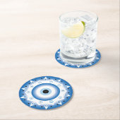 Mandala Grieks boze oog blauw wit Ronde Kartonnen Onderzetter (Insitu)