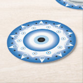Mandala Grieks boze oog blauw wit Ronde Kartonnen Onderzetter (Gebogen)
