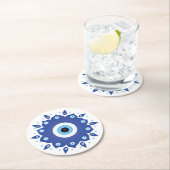 Mandala Grieks boze oog blauw wit Ronde Kartonnen Onderzetter (Insitu)