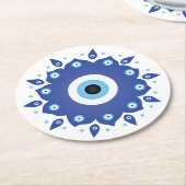Mandala Grieks boze oog blauw wit Ronde Kartonnen Onderzetter (Gebogen)