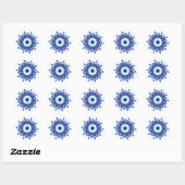 Mandala Grieks boze oog blauw wit Ronde Sticker (Vel)