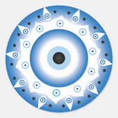 Mandala Grieks boze oog blauw wit Ronde Sticker (Voorkant)