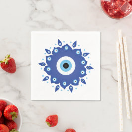Mandala Grieks boze oog blauw wit Servet