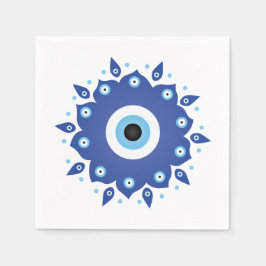 Mandala Grieks boze oog blauw wit Servet