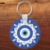 Mandala Grieks boze oog blauw wit Sleutelhanger (Voorkant)