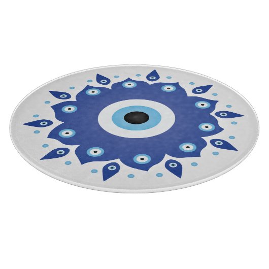 Mandala Grieks boze oog blauw wit Snijplank (Hoek)