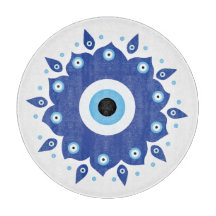 Mandala Grieks boze oog blauw wit