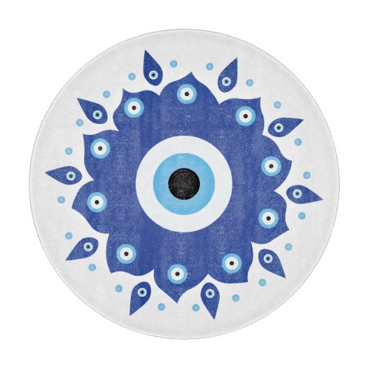 Mandala Grieks boze oog blauw wit Snijplank (Voorkant)