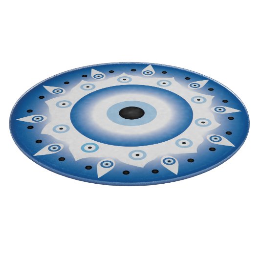 Mandala Grieks boze oog blauw wit Snijplank (Hoek)