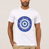 Mandala Grieks boze oog blauw wit T-shirt (Voorkant)