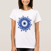 Mandala Grieks boze oog blauw wit T-shirt (Voorkant)