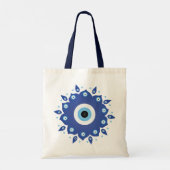 Mandala Grieks boze oog blauw wit Tote Bag (Achterkant)