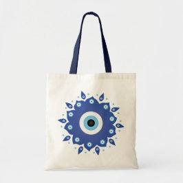 Mandala Grieks boze oog blauw wit Tote Bag