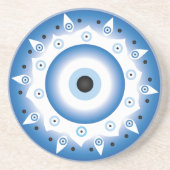Mandala Grieks boze oog blauw wit Zandsteen Onderzetter (Voorkant)