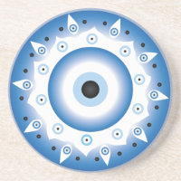 Mandala Grieks boze oog blauw wit