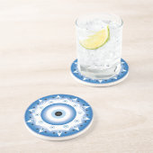 Mandala Grieks boze oog blauw wit Zandsteen Onderzetter (Zijkant)