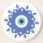 Mandala Grieks boze oog blauw wit Zandsteen Onderzetter (Voorkant)
