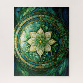 Mandala groen blauw goud legpuzzel (Verticaal)
