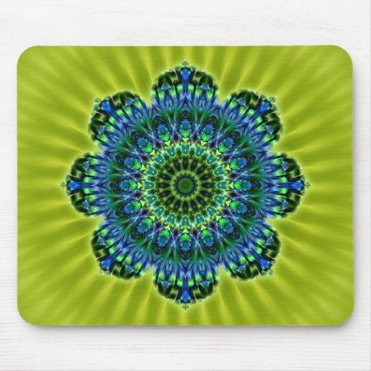 Mandala groen blauw | lichtgroene bloem muismat (Voorkant)