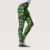 Mandala Groen en Geel Bloemen Geometrisch Patroon Leggings (Rechts)