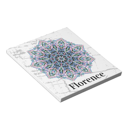 Mandala. Grunge style with personalized name. Notitieblok (Schuin)