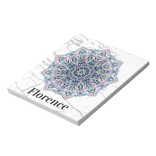 Mandala. Grunge style with personalized name. Notitieblok (Linkerzijde)