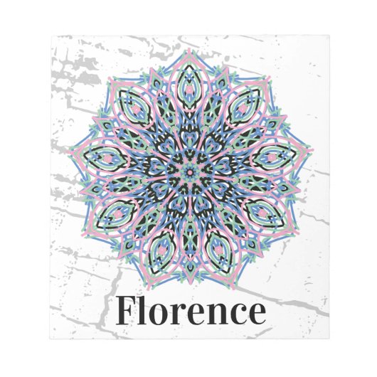 Mandala. Grunge style with personalized name. Notitieblok (Voorkant)