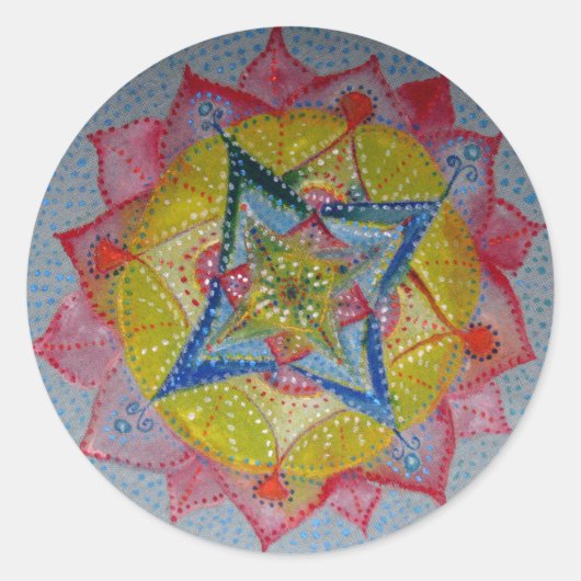 Mandala Hand geschilderd Classic ronde Sticker, gl Sticker (Voorkant)