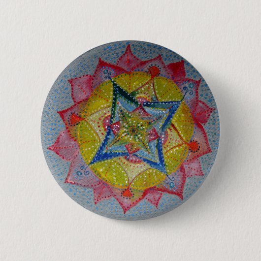 Mandala Hand geschilderd ster ronde Button (Voorkant)