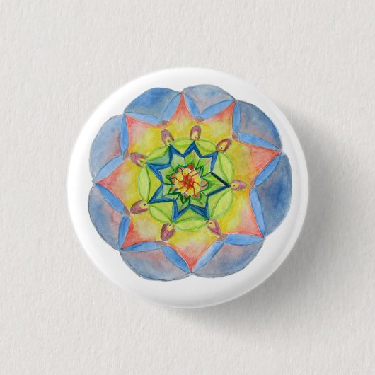 Mandala Hand schilderde blauwe mandala Button (Voorkant)