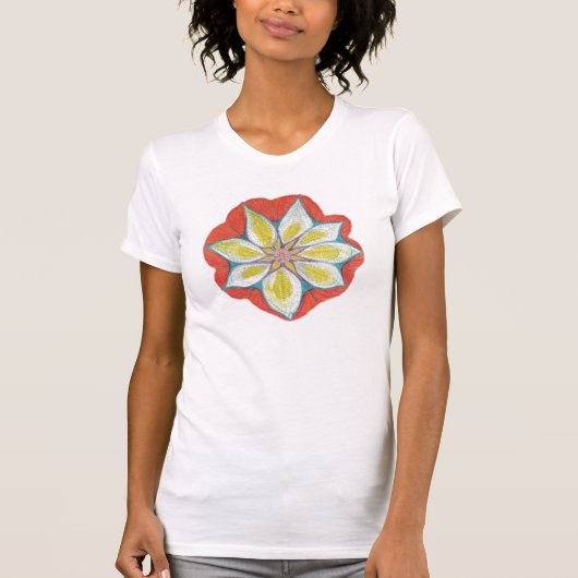 Mandala Handbeschilderd Bloemen Vrouwen Fitted T-S T-shirt (Voorkant)