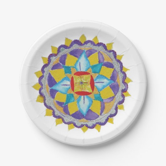 Mandala Handbeschilderd Waterverf Papier Bord 7 in (Voorkant)