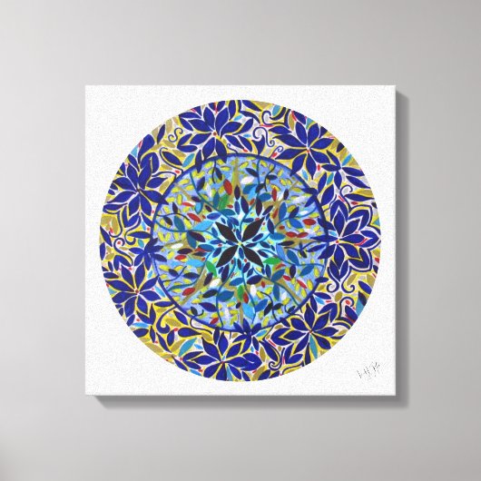 Mandala Harmonia Azul Canvas Afdruk (Voorkant)