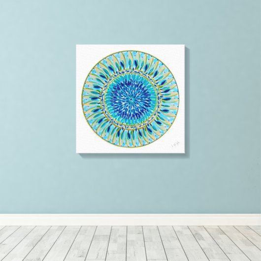 Mandala Harmonia Oceânica Canvas Afdruk (Insitu (Houten vloer))