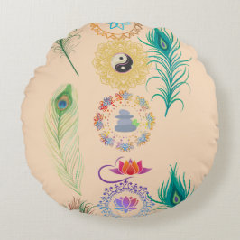 Mandala Harmony: Symbolic Round Cushion Rond Kussen