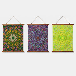 Mandala Harmony Wall Tapestry Wood-Topped Vertical Hangend Wandkleed