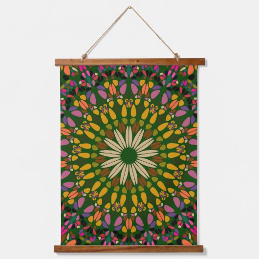 Mandala Harmony Wall Tapestry Wood-Topped Vertical Hangend Wandkleed (Voorkant)