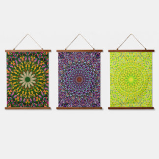 Mandala Harmony Wandtapijt Houten Bovenkant Vertic Hangend Wandkleed