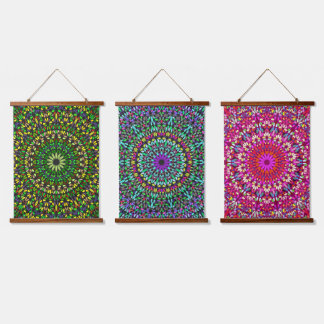 Mandala Harmony Wandtapijt met houten bovenkant Hangend Wandkleed