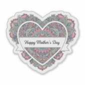 Mandala Hart Moederdag Sticker  Moeder Bloem Boho (Voorkant)
