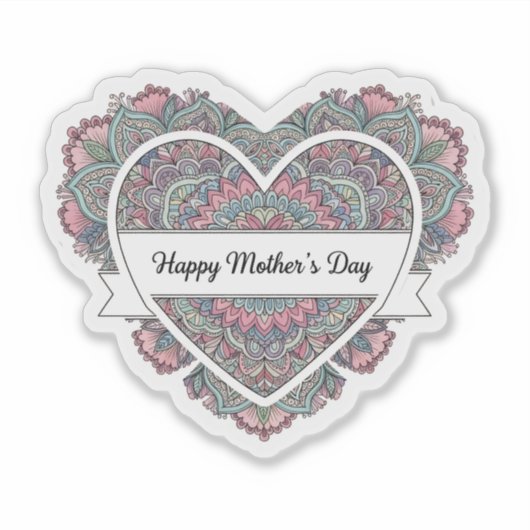 Mandala Hart Moederdag Sticker Moeder Bloem Boho (Voorkant)