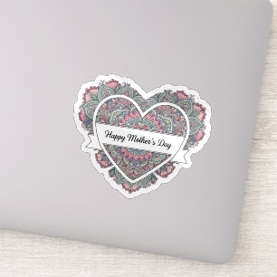 Mandala Hart Moederdag Sticker  Moeder Bloem Boho
