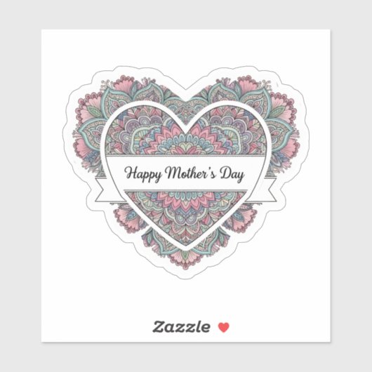 Mandala Hart Moederdag Sticker Moeder Bloem Boho (Vel)