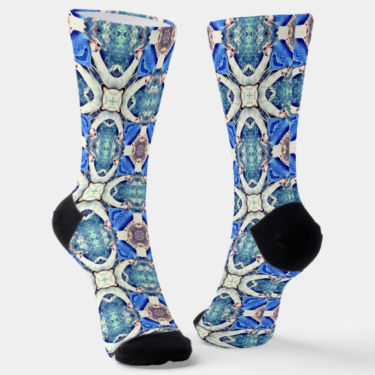 mandala hartenpatroon blauwe Thunder_Cove Sokken (Gebogen)