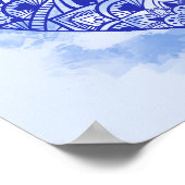 Mandala Heart Blue Waterverf Print (Hoek)