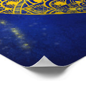 Mandala Heart Luminous Gold en Blue Print (Hoek)