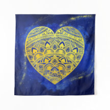 Mandala Heart Luminous Gold en Blue